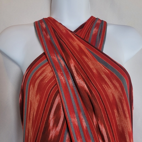 Lauren Ralph Lauren NWT Geo Striped Georgette Halter Gown Maxi Dress Size 6 - Picture 5 of 16